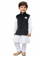 Thumbnail for Vastramay Polka Dot Digital Print Pure Velvet Modi/Nehru Jacke For Boys - Distacart