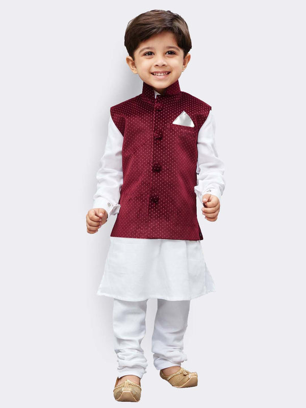 Vastramay Polka Dot Digital Print Pure Velvet Modi/Nehru Jacke For Boys - Distacart