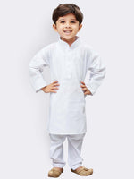 Thumbnail for Vastramay Pure Cotton White Kurta and Pyjama Set For Boys - Distacart