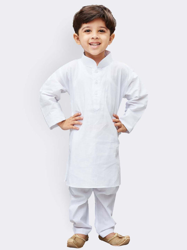 Vastramay Pure Cotton White Kurta and Pyjama Set For Boys - Distacart