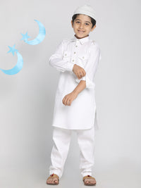Thumbnail for Vastramay Traditional Pathani Khan Suit Set with Patiala pyjama made with cotton for Boys - Distacart