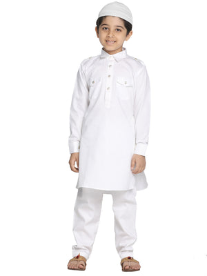 Vastramay Traditional Pathani Khan Suit Set with Patiala pyjama made with cotton for Boys - Distacart