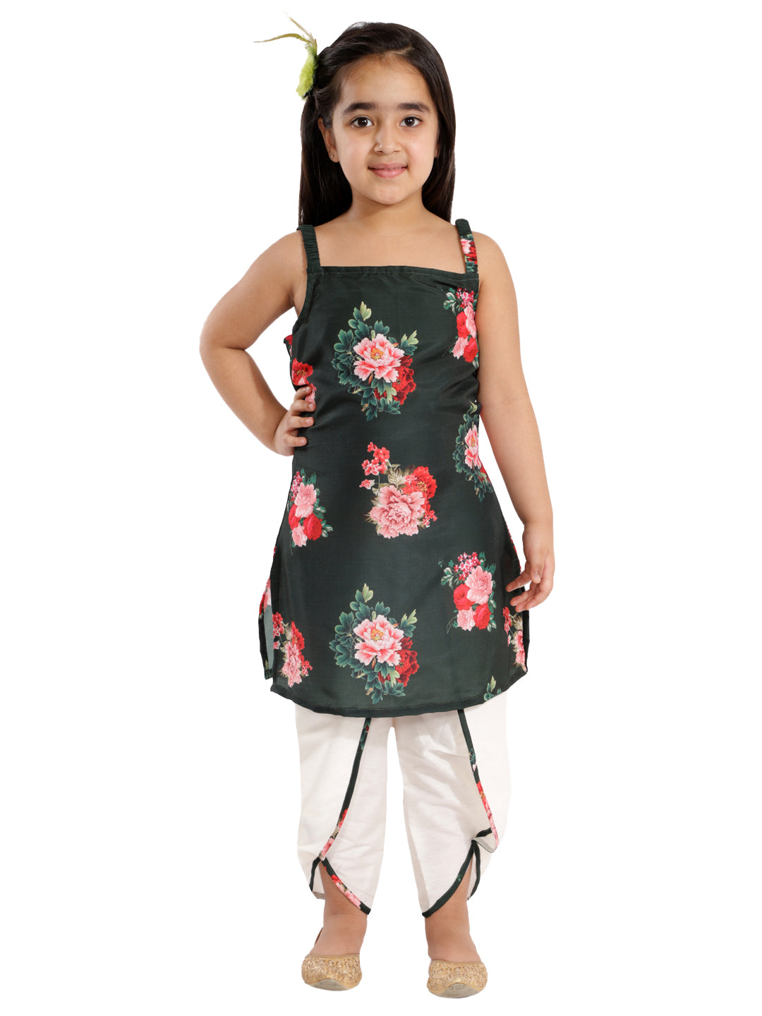 Vastramay Bright Floral Digital Printed Sleeveless Kurta With Tulip Pants For Girls - Distacart