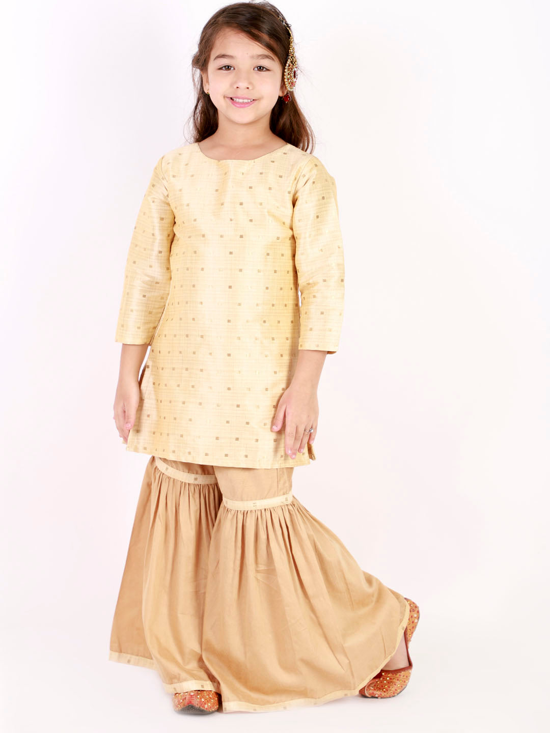 Vastramay Zari Buta Self Design Kurta With Sharara For Girls - Distacart