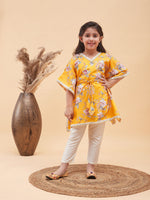 Thumbnail for Vastramay Muslin Girls Floral Printed Kaftan And Straight Pant Set For Girls - Distacart