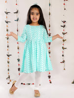 Thumbnail for Vastramay Pure Cotton Lukhnowi Chikankari Anarkali Kurta With Cotton Hosiery Leggings For Girls - Distacart