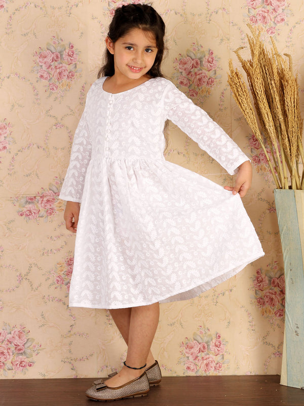 Vastramay Pure Cotton Lukhnowi Chikankari Anarkali Ethnic Dress For Girls - Distacart
