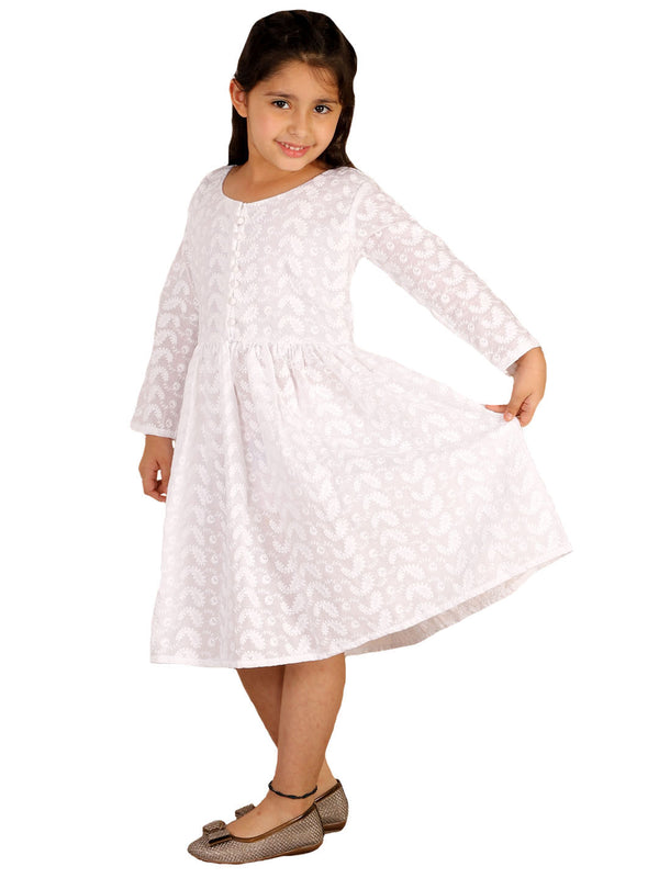 Vastramay Pure Cotton Lukhnowi Chikankari Anarkali Ethnic Dress For Girls - Distacart