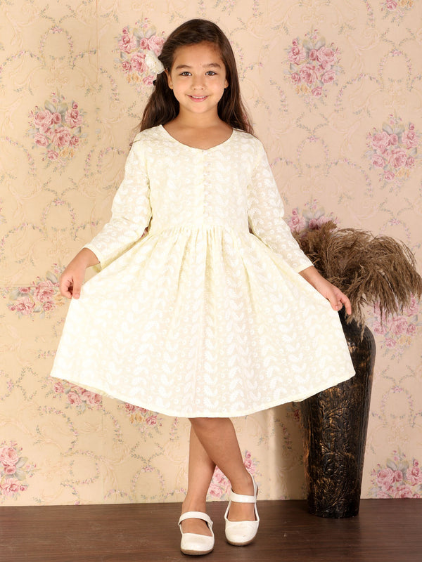 Vastramay Pure Cotton Lukhnowi Chikankari Anarkali Ethnic Dress For Girls - Distacart