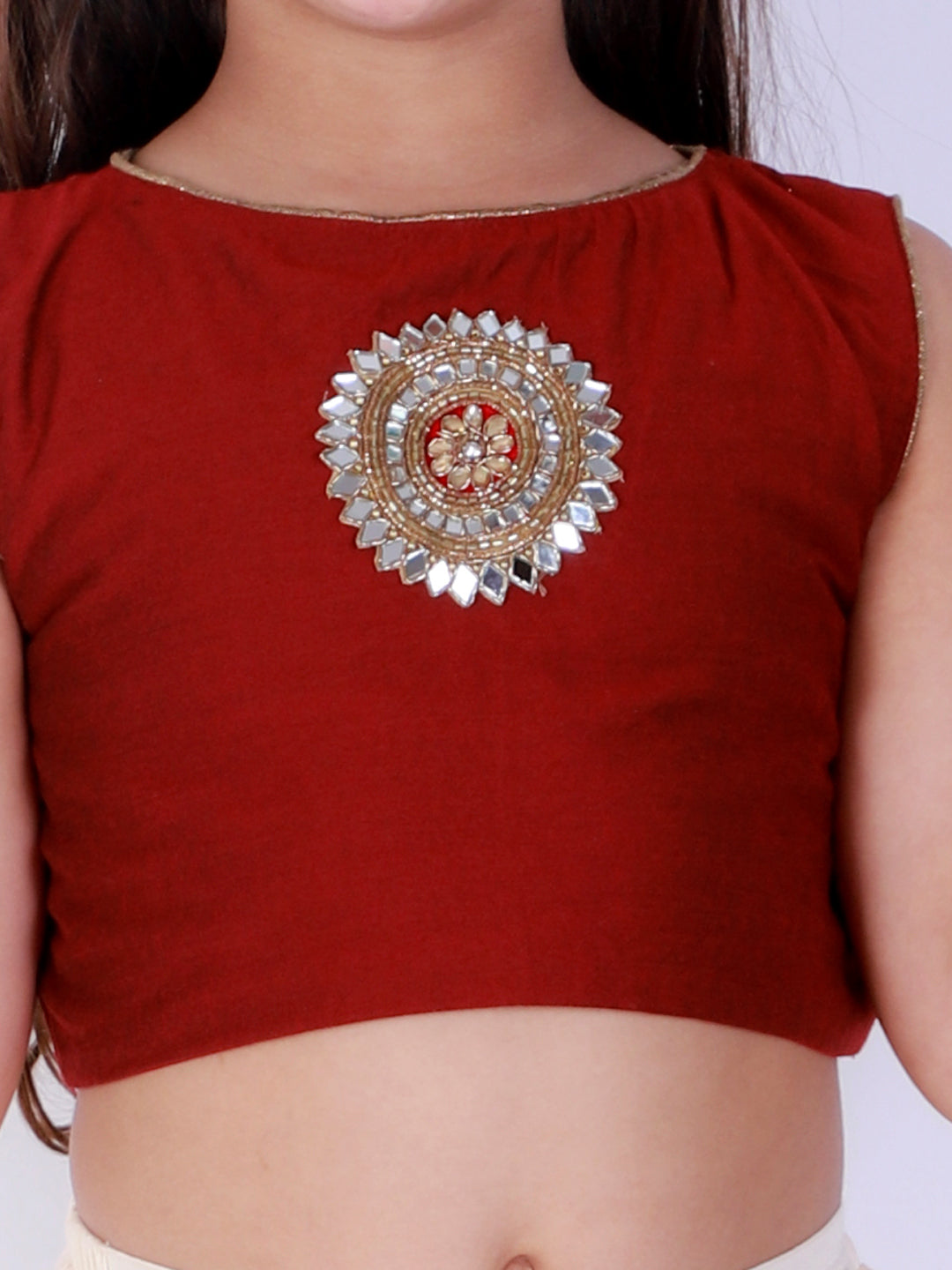 Vastramay Viscose Fabric Crop Top With Buti Embroidery And Lehenga Set For Girls - Distacart