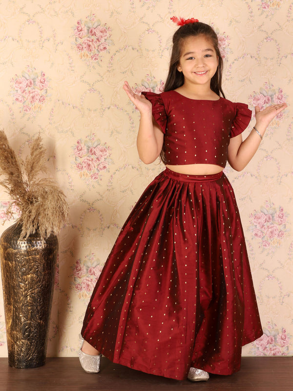 Vastramay Ethnic Styles Woven Silk Blend Top And Skirt Set To Your Little Girls Wardrobe This Season For Girls - Distacart