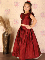 Thumbnail for Vastramay Ethnic Styles Woven Silk Blend Top And Skirt Set To Your Little Girls Wardrobe This Season For Girls - Distacart