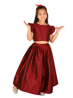 Thumbnail for Vastramay Ethnic Styles Woven Silk Blend Top And Skirt Set To Your Little Girls Wardrobe This Season For Girls - Distacart