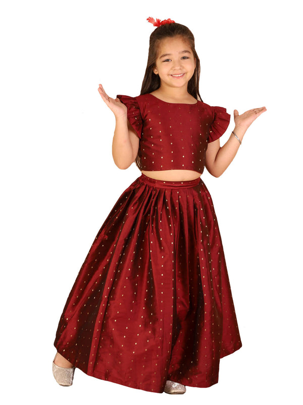Vastramay Ethnic Styles Woven Silk Blend Top And Skirt Set To Your Little Girls Wardrobe This Season For Girls - Distacart