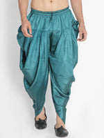 Thumbnail for Vastramay Men's Bottle Green Cotton Satin Blend Dhoti - Distacart
