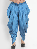 Thumbnail for Vastramay Men's Turquoise Cotton Satin Blend Dhoti - Distacart