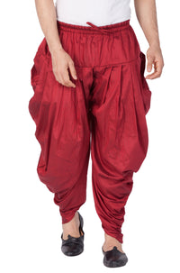 Thumbnail for Vastramay Men's Maroon Cotton Blend Dhoti - Distacart