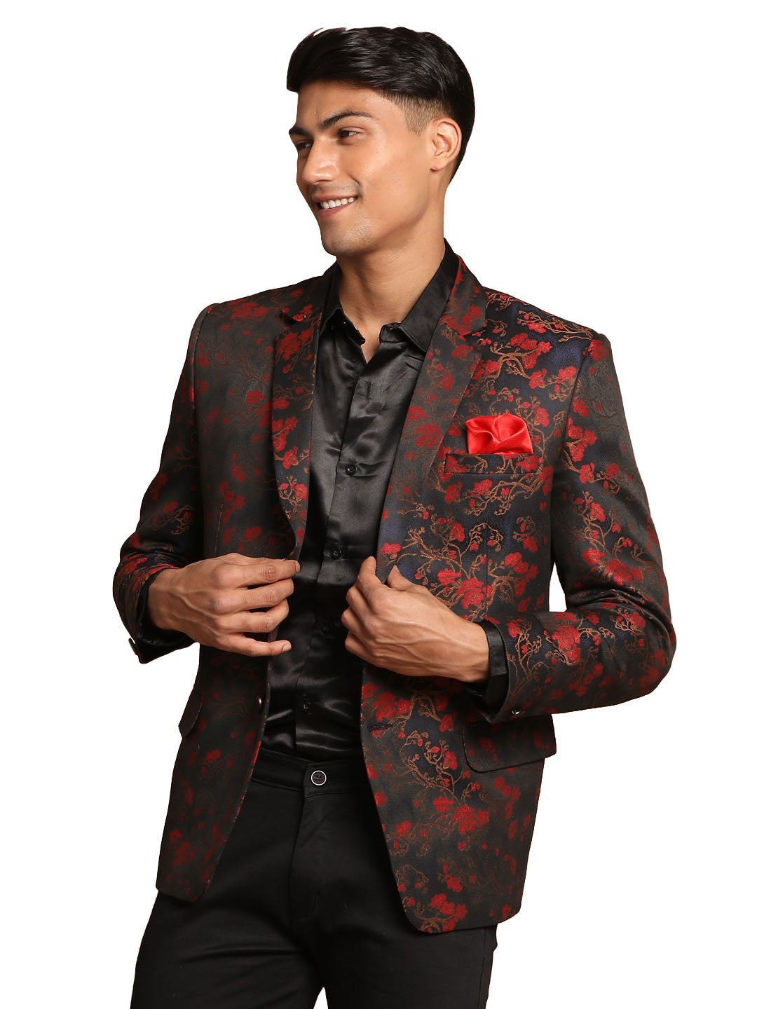 Vastramay Men's Maroon Jaquared Blazer - Distacart