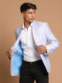 Thumbnail for Vastramay Men's Aqua Jaquared Blazer - Distacart
