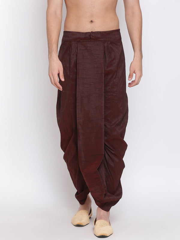 VM by Vastramay Men's Wine Silk Blend Dhoti - Distacart