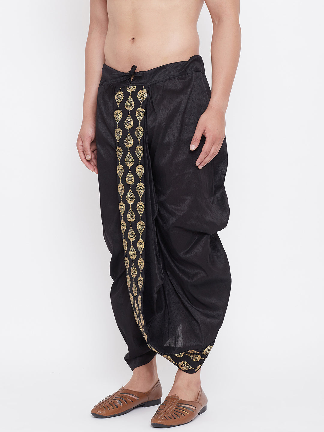 VM by Vastramay Men's Black Silk Blend Embroidered Dhoti - Distacart