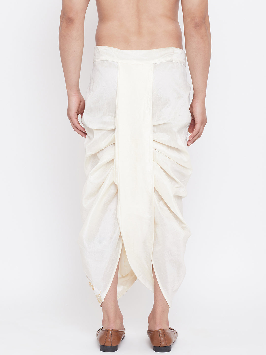VM by Vastramay Men's Cream Silk Blend Embroidered Dhoti - Distacart