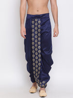 Thumbnail for VM by Vastramay Men's Navy Blue Silk Blend Dhoti - Distacart