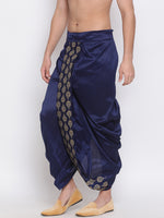 Thumbnail for VM by Vastramay Men's Navy Blue Silk Blend Dhoti - Distacart