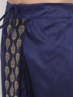 Thumbnail for VM by Vastramay Men's Navy Blue Silk Blend Dhoti - Distacart