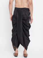 Thumbnail for VM by Vastramay Men's Black Silk Blend Embroidered Dhoti - Distacart
