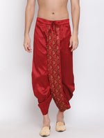 Thumbnail for VM by Vastramay Men's Maroon Silk Blend Dhoti - Distacart