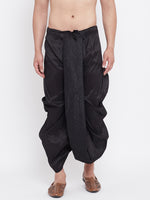 Thumbnail for VM by Vastramay Men's Black Silk Blend Embroidered Dhoti - Distacart
