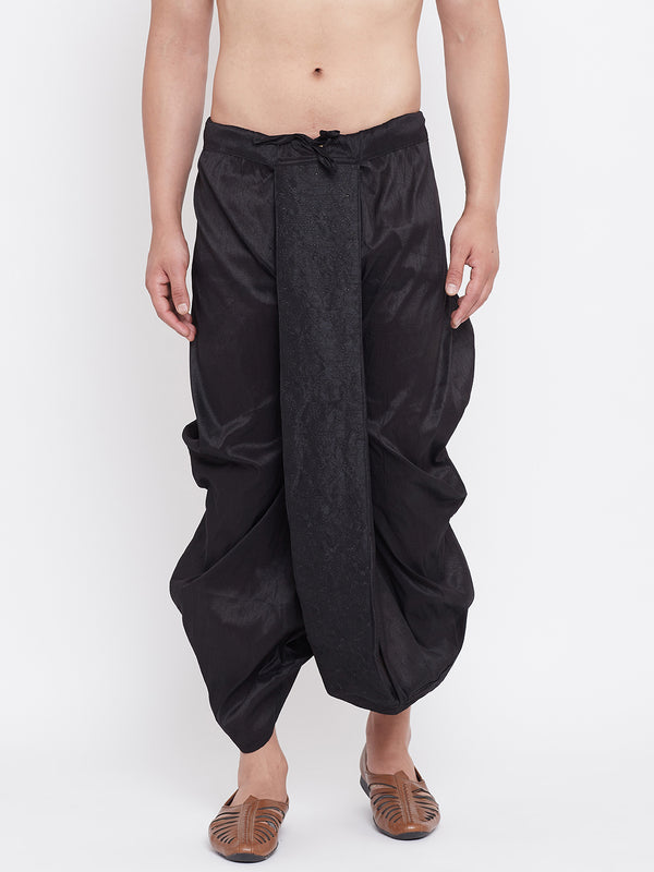 VM by Vastramay Men's Black Silk Blend Embroidered Dhoti - Distacart