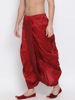 Thumbnail for VM by Vastramay Men's Maroon Silk Blend Dhoti - Distacart