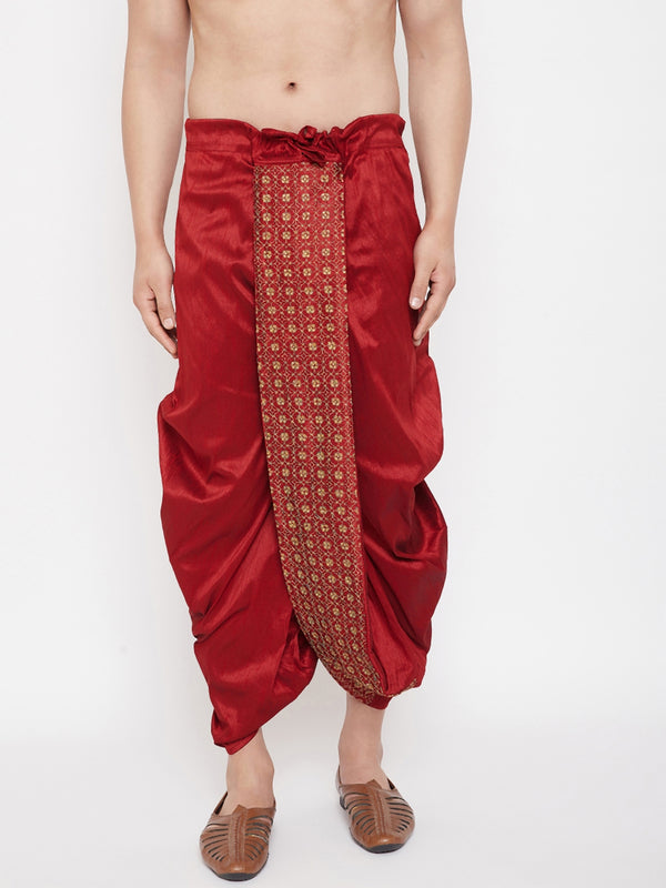 VM by Vastramay Men's Maroon Embroidred Dhoti - Distacart