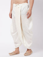 Thumbnail for VM by Vastramay Men's Cream Silk Blend Traditional Dhoti - Distacart
