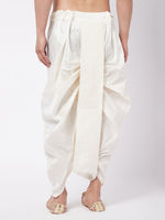 Thumbnail for VM by Vastramay Men's Cream Silk Blend Traditional Dhoti - Distacart