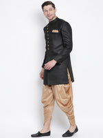 Thumbnail for VM by Vastramay Men's Black Polyester Lurex Blend Sherwani Set - Distacart