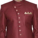 Thumbnail for VM by Vastramay Men's Maroon Polyester Lurex Blend Sherwani Set - Distacart