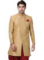 Thumbnail for VM by Vastramay Men's Beige Silk Blend Sherwani Only Top - Distacart
