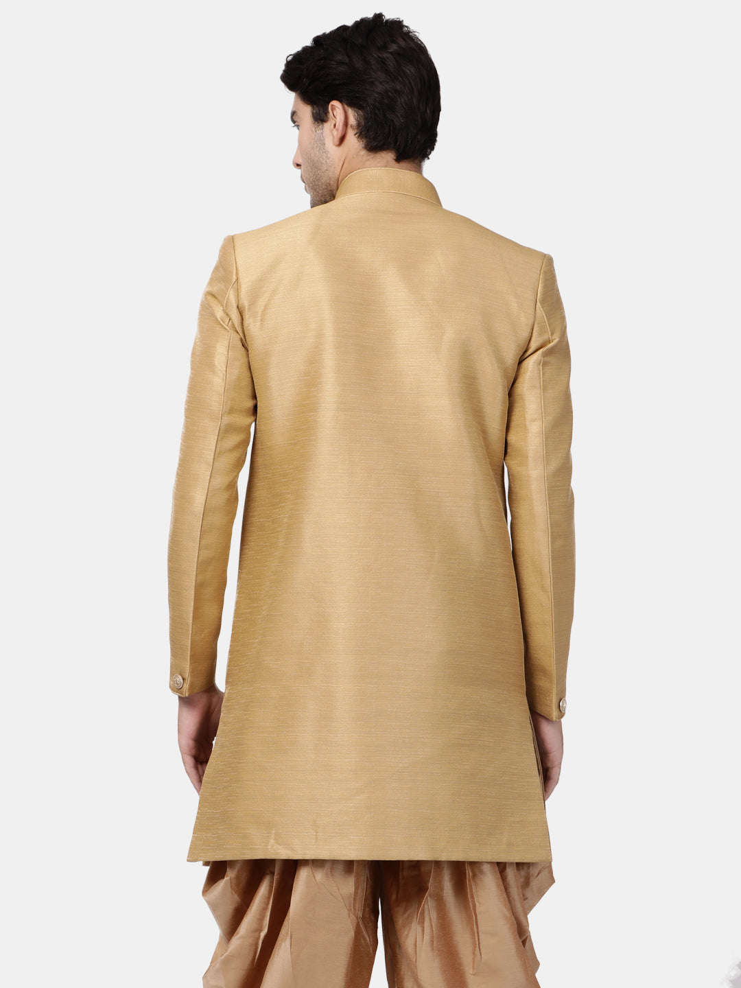 VM by Vastramay Men's Beige Silk Blend Sherwani Only Top - Distacart