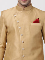 Thumbnail for VM by Vastramay Men's Beige Silk Blend Sherwani Set - Distacart