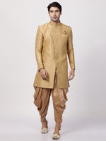 Thumbnail for VM by Vastramay Men's Beige Silk Blend Sherwani Set - Distacart