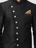 Thumbnail for VM by Vastramay Men's Black Silk Blend Sherwani Only Top - Distacart