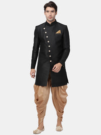 Thumbnail for Vastramay Men's Black Silk Blend Sherwani Only Top - Distacart