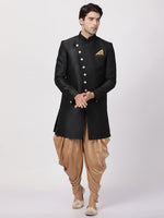 Thumbnail for VM by Vastramay Men's Black Silk Blend Sherwani Set - Distacart