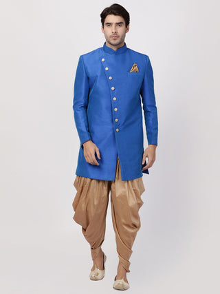 VM by Vastramay Men's Blue Silk Blend Sherwani Set - Distacart