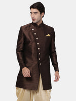 Thumbnail for VM by Vastramay Men's Brown Silk Blend Sherwani Only Top - Distacart