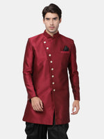 Thumbnail for VM by Vastramay Men's Maroon Silk Blend Sherwani Only Top - Distacart