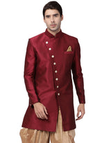 Thumbnail for VM by Vastramay Men's Maroon Silk Blend Sherwani Only Top - Distacart